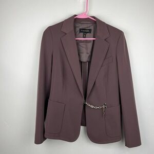 Escada Brown Cotton Blend Chain Close DetaIL Blazer Womens Size: 36 US:6